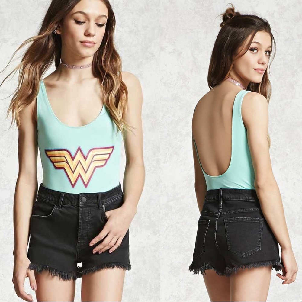Forever 21 Wonder Woman Aqua Bodysuit